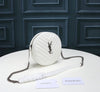 YSL ROUND VINYLE CAMERA BAG IN WHITE LEATHER