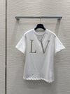 LV 25 Chain Round Neck T-shirt Black White Cotton
