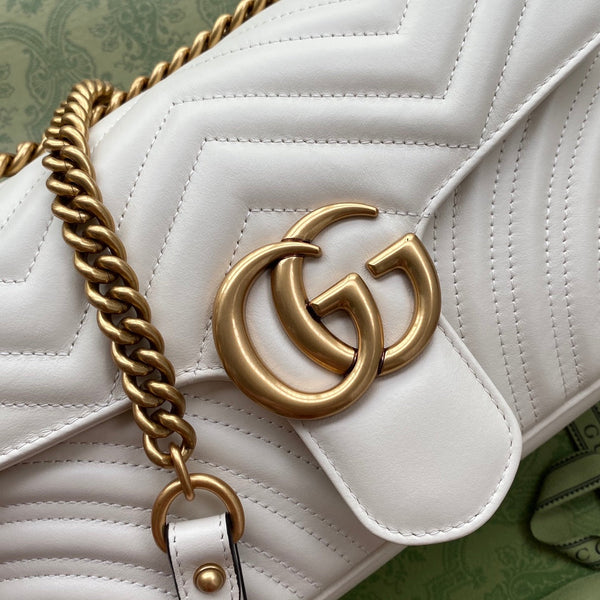 GG MARMONT MEDIUM SHOULDER BAG METELASSE' WHITE