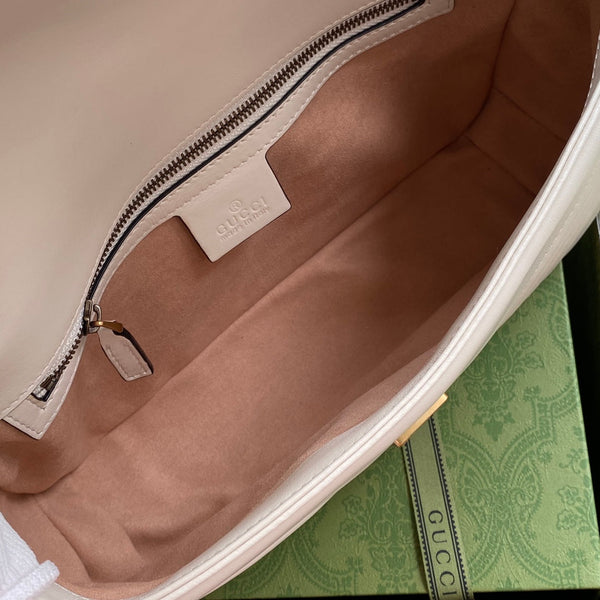 GG MARMONT MEDIUM SHOULDER BAG METELASSE' WHITE