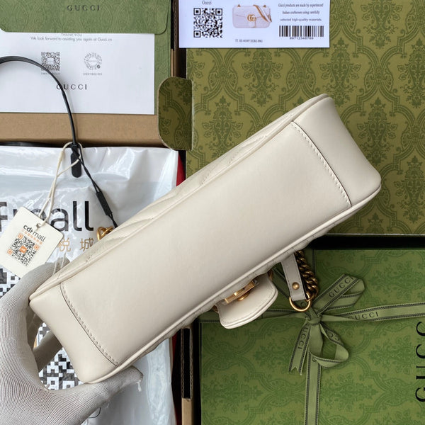 GG MARMONT MEDIUM SHOULDER BAG METELASSE' WHITE