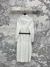 LV 25 Pleated Design Belt That Pinches Waist Dress Black White Cotton