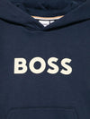 Felpa per bambino Boss Kids blu con logo sul davanti