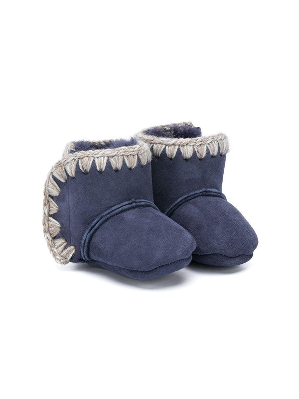 Stivali con cuciture a contrasto per neonata Mou Kids blu con punta tonda