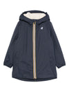 Giacca per bambino K Way Kids blu con cappuccio e zip frontale