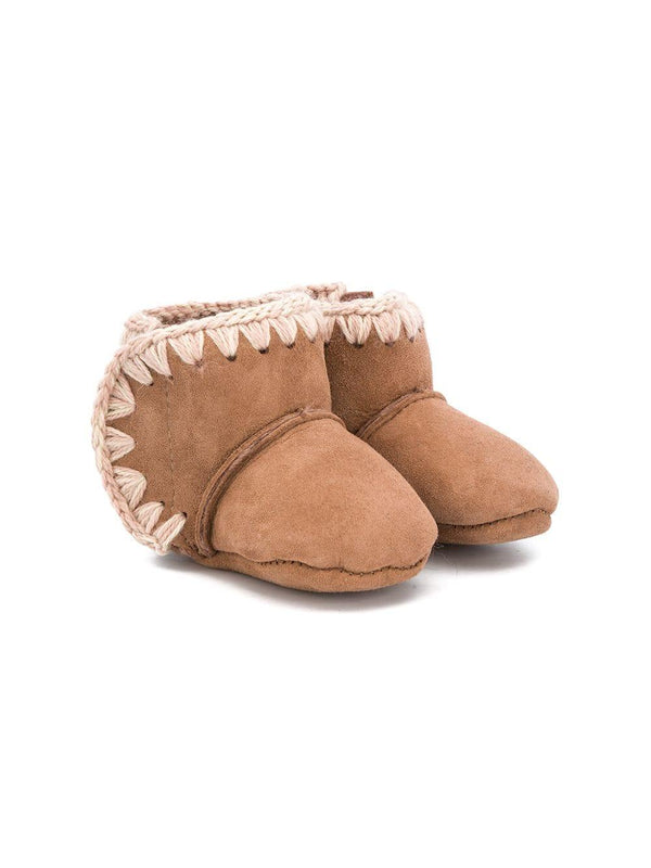 Stivali da neve per neonata Mou Kids marrone con design senza aperture