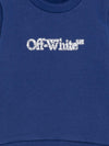 Felpa per neonato Off-White Kids blu con logo stampato e striscie diagonali sulle maniche