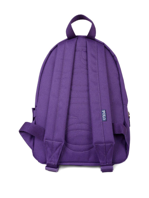 Zaino per bambina Polo Ralph Lauren Kids viola con motivo orso ricamato