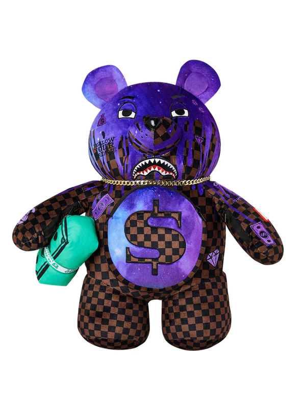 Zaino orsetto per bambino Sprayground Kid marrone con motivo a quadri