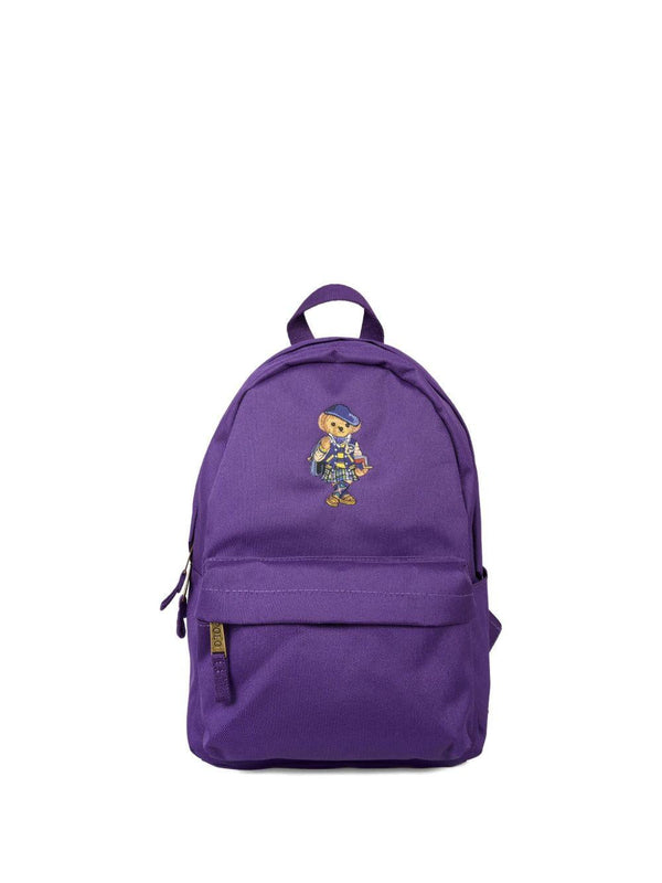 Zaino per bambina Polo Ralph Lauren Kids viola con motivo orso ricamato