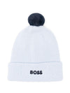 Berretto per neonato Boss Kids azzurro con pompon in maglia