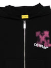 Felpa per bambina Off-White Kids nera con cappuccio stampa con logo effetto vernice spray