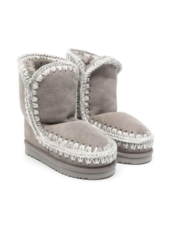 Stivali Eskimo 24 per bambina Mou Kids grigi con applicazione posteriore con logo