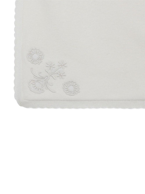 Coperta per neonata Chloé Kids bianca con ricamo a fiori