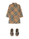 Camicia in cotone a quadri per neonato Burberry Kids beige con orlo dritto