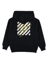 Felpa per bambino Off-White kids nera con logo stampato e cappuccio