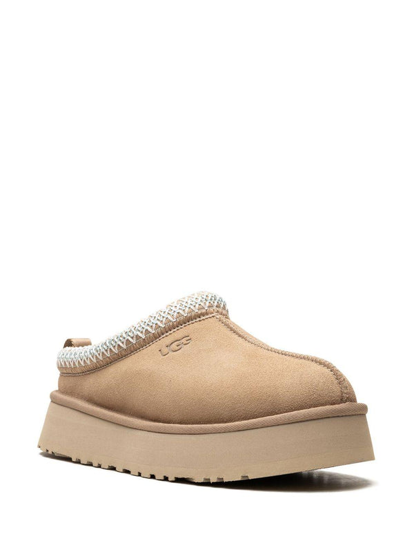 Slippers per bambina UGG Kids Tazz Sand beige con cucitura decorativa