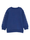 Felpa per neonato Off-White Kids blu con logo stampato e striscie diagonali sulle maniche