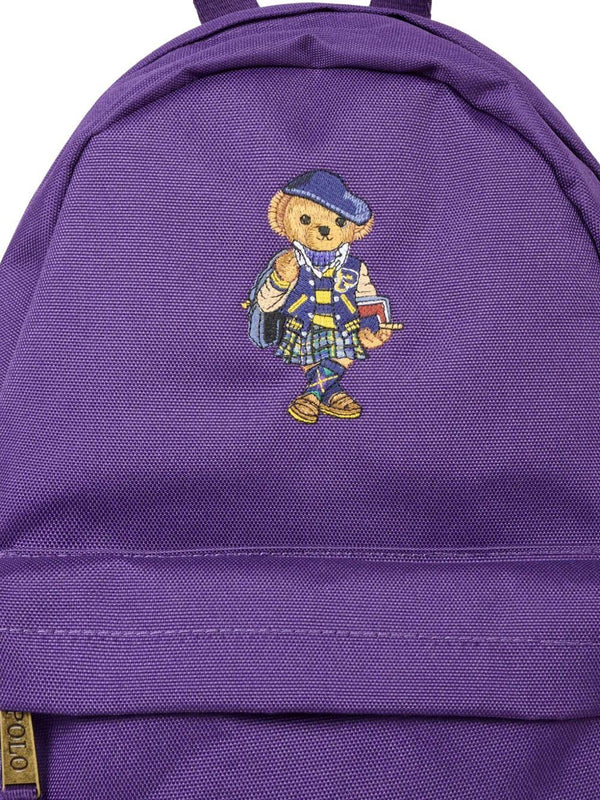 Zaino per bambina Polo Ralph Lauren Kids viola con motivo orso ricamato