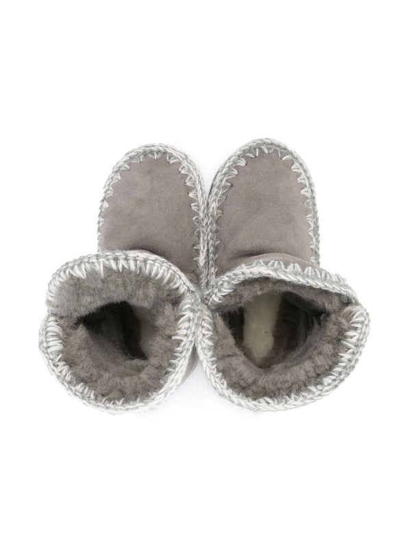 Stivali Eskimo 24 per bambina Mou Kids grigi con applicazione posteriore con logo