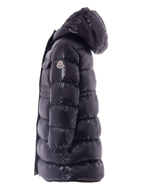 Giubbino trapuntato per bambina Moncler Enfant nero con cappuccio