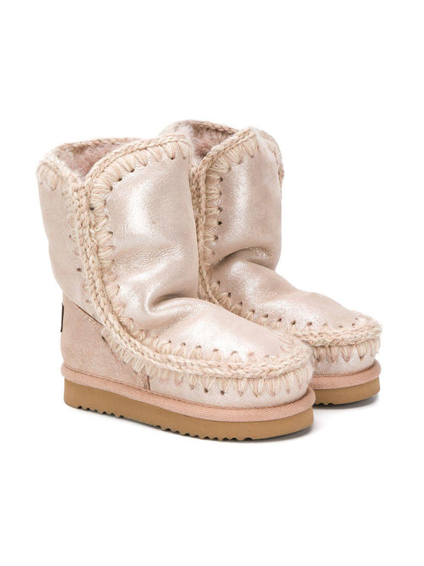 Stivaletti Eskimo per bambina Mou Kids beige con effetto metalizzato
