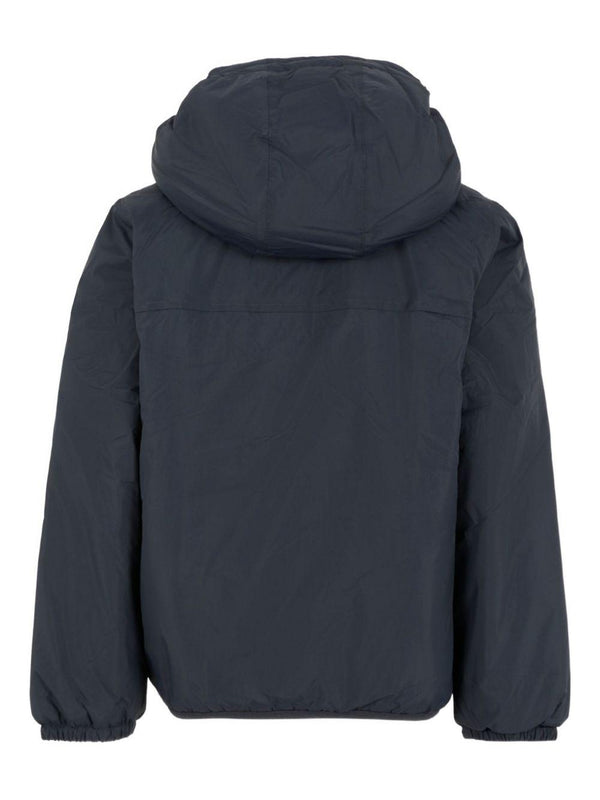 Giacca per bambino K Way Kids blu con cappuccio e fodera in pile