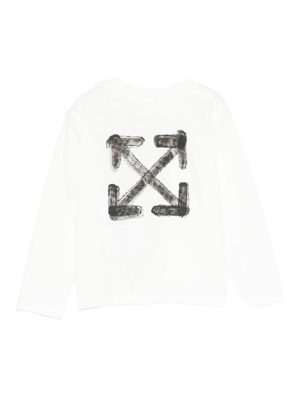 T-shirt per neonato Off-White Kids bianca con logo stampato e maniche lunghe