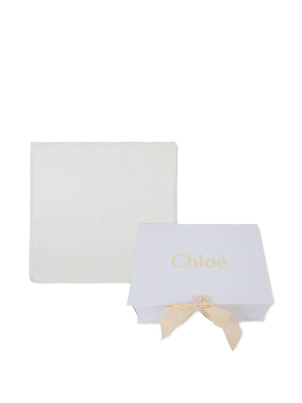 Coperta per neonata Chloé Kids bianca con ricamo a fiori