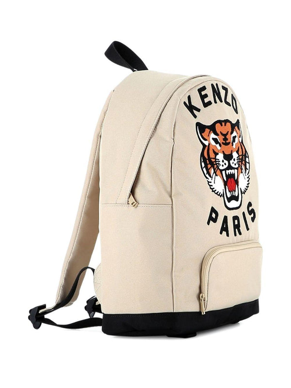 Zaino per bambini Kenzo Kids beige con ricamo con logo