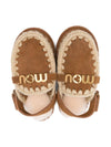 Ciabatte per bambina Mou Kids beige con logo color oro