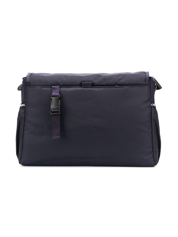 Borsa fasciatoio per neonati Emporio Armani Kids blu con logo argento