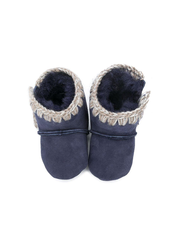 Stivali con cuciture a contrasto per neonata Mou Kids blu con punta tonda
