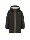 Giacca per bambino K Way Kids nero con cappuccio e fodera in pile