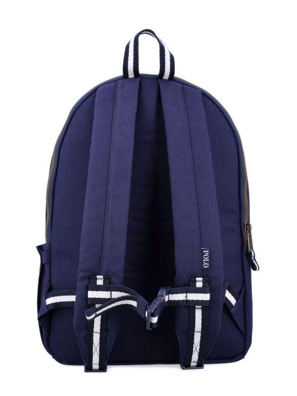 Zaino American per bambini Polo Ralph Lauren Kids blu con ricamo con logo frontale