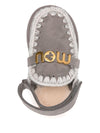 Ciabatte per bambina Mou Kids grigie con placca con logo color oro