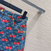 LV 25 Cherry Denim Shorts Blue Cotton