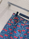 LV 25 Cherry Denim Pants Blue Cotton