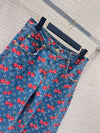 LV 25 Cherry Denim Pants Blue Cotton