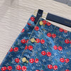 LV 25 Cherry Denim SkirtBlue Cotton