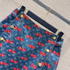 LV 25 Cherry Denim SkirtBlue Cotton