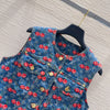 LV 25 Cherry Denim Vest Jacket Blue Cotton