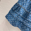 LV 25 Both Muscular Soft Denim Skirt Blue Cotton