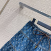 LV 25 Both Muscular Soft Denim Skirt Blue Cotton