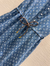 LV 25 Both Muscular Soft Elastic Waist Denim Dress Blue Cotton