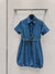LV 25 Both Muscular Soft Elastic Waist Denim Dress Blue Cotton