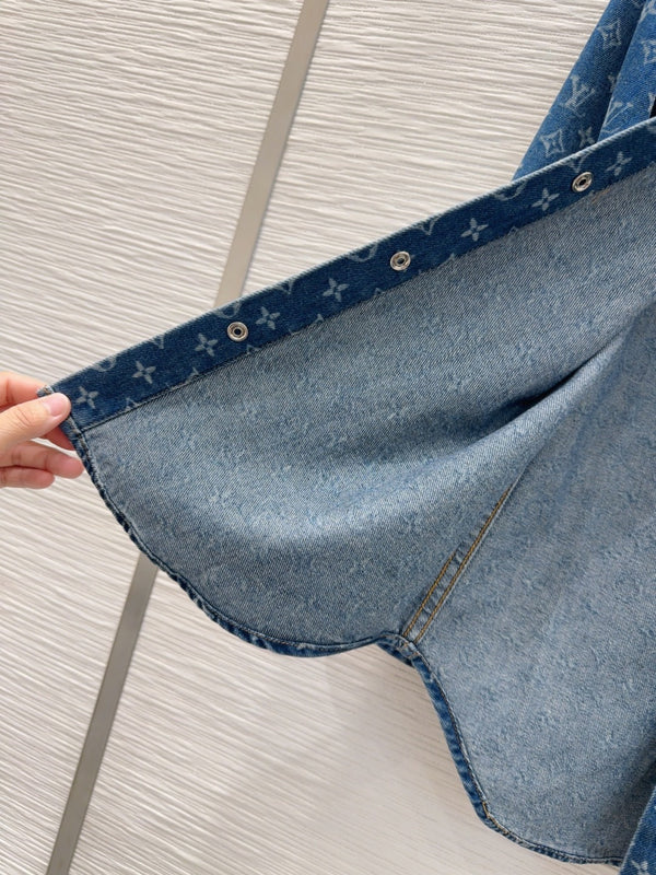 LV 25 Both Muscular Soft Denim Shirt Blue Cotton