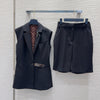 LV 25 Simple Elegant Vest Set Black Beige Poliester Wool