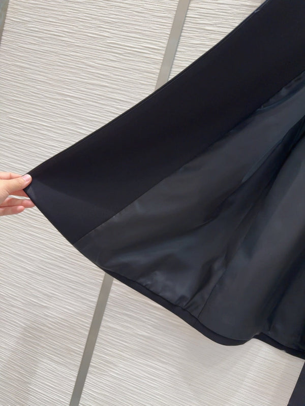 LV 25 Office Fashion Luxurious Dress Black Poliester Wool