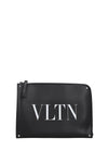 Clutch vltn Leather Black White